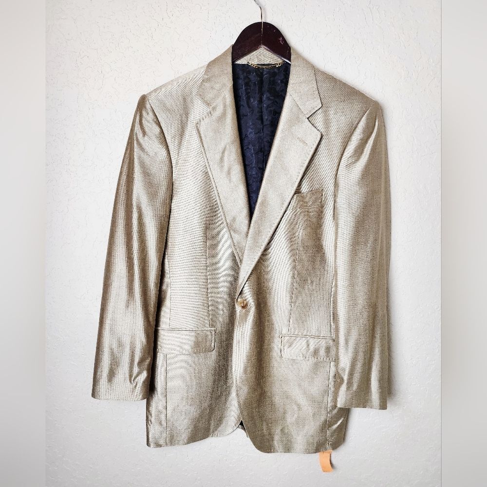 Dolce & Gabbana Wool Silk Blend Metallic Gold Mens Blazer Size 48